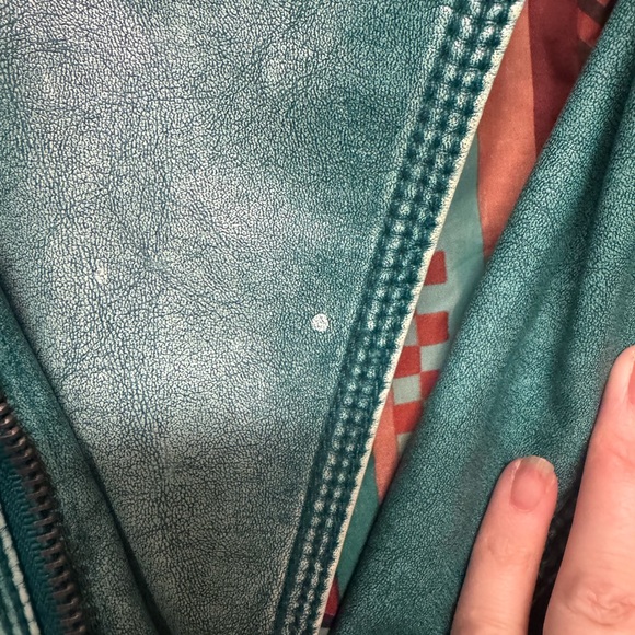 Blanc Noir Teal Leather Jacket - Picture 3 of 6